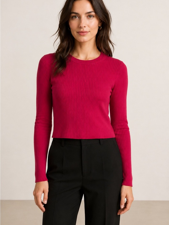H&M Sweaters - H&M Divided Raspberry Pink Ribbed Cropped Sweater Small